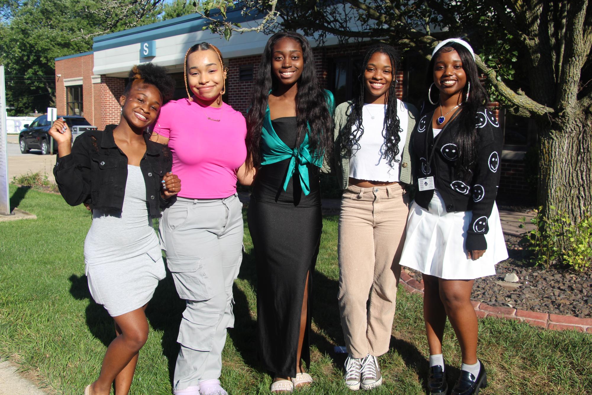 This years Homecoming Court poses for a photo. From left, Trinity Collins, Akaya Coker, Destiny Givens, Caidyn Morgan and Ayanna Price.
