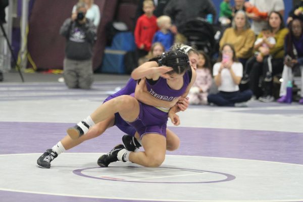 Senior Joy Cantu defeated her opponent from Hobart in the first IHSAA-sanctioned girls wrestling meet. Cantu is ranked first in the state at 110 pounds.