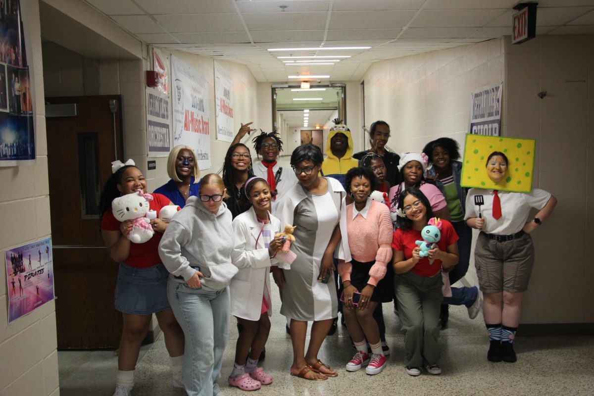 Choir members dress up for Character Day to celebrate Spirit Week.